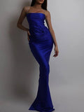 Momnfancy Chic Rhinestones Sparkly Knot Ruffle Bodycon Back Slit Party Holiday Maternity Maxi Dress