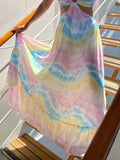 Momnfancy Elegant Pink&Blue Tie Dye Gradient Color Cutout Bare Waist Flowy Holiday Gender Reveal Maternity Maxi Dress