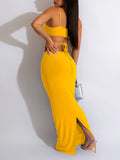 Momnfancy Off Shoulder Backless Crop Cut Out Tie Back Bodycon Going Out Vacation Plus Size Photoshoot Maternity Maxi Dress