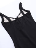 Momnfancy Patchwork Lace Ruffle Spaghetti Straps Side Slit Bodycon Lace Up V-neck Elegant Baby Shower Maternity Maxi Dress