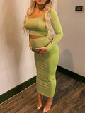 Momnfancy Cut Out Two Piece Oblique Shoulder Single Sleeve Babyshower Maternity Maxi Dress
