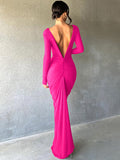 Momnfancy Bodycon Ruched Multi Way Deep V-neck Elegant Gowns Baby Shower Maternity Maxi Dress