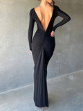 Momnfancy Bodycon Ruched Multi Way Deep V-neck Elegant Gowns Baby Shower Maternity Maxi Dress