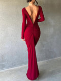 Momnfancy Bodycon Ruched Multi Way Deep V-neck Elegant Gowns Baby Shower Maternity Maxi Dress
