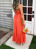 Momnfancy Elegant Red Backless Falbala Ruffle Patchwork Flowy Big Swing Bohemian Maternity Babyshower Maxi Dress