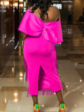 Momnfancy Plus Size Tassel Off Shoulder V-neck Elegant Evening Gown Maternity Photoshoot Baby Shower Party Maxi Dress