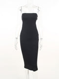 Momnfancy Elegant Black Cutout Bare Waist Bodycon Backless Hit Color Patchwork Daily Maternity Babyshower Midi Dress