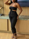 Momnfancy Elegant Black Falbala Ruffle Back Slit Cutout Bare Waist Bodycon Flowers Party Maternity Babyshower Maxi Dress