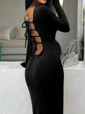 Momnfancy Elegant Backless Tie Back Bodycon Mermaid Daily Maternity Babyshower Maxi Dress