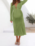 Momnfancy Elegant Pleated Lace Up Cutout Falbala Flowy Daily Maternity Babyshower Maxi Dress
