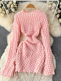 Momnfancy Pink Side Cut Out Slit Sleeve Drawstring Fashion Bodycon Party Baby Girl Shower Maternity Mini Dress