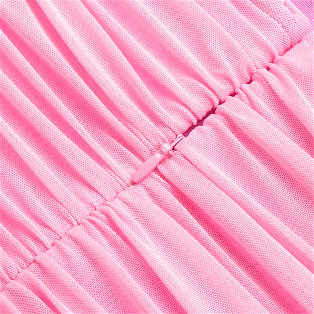 Momnfancy Pink Off Soulder Ruched Zipper Back Slit Chiffon Bodycon Gender Reveal Girl Baby Shower Outfit Maternity Mini Dress