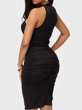 Momnfancy Off Shoulder Halter Neck Backless Cascading Ruffle Cut Out Bodycon Elegant Maternity Mini Dress