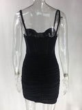 Momnfancy Black Ruched Fishbone Club Chic Bodycon Photoshoot Baby Shower Maternity Mini Dress