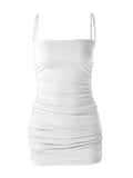 Momnfancy Fashion White Hip Bodycon Clubwear Spaghetti Strap Backless Ruffle Babyshower Cocktail Maternity Mini Dress