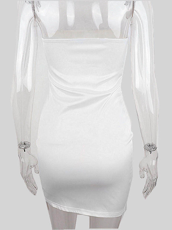 Momnfancy White Patchwork Feather Off-shoulder Bodycon Bandeau Elegant Chic Baby Shower Maternity Mini Dress