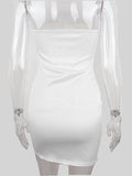 Momnfancy White Patchwork Feather Off-shoulder Bodycon Bandeau Elegant Chic Baby Shower Maternity Mini Dress