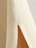 Momnfancy Beige 2 Pieces Side Slit V-neck Bodycon Beach Photoshoot Baby Shower Maternity Midi Dress