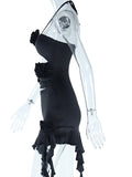 Momnfancy 3D Flowers Cut Out Irregular Ruffle Halter Neck Bodycon Baby Shower Maternity Mini Dress