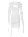 Momnfancy Solid Color Cut Out Drawstring Backless Cape Fashion Two Pieces Going Out Maternity Baby Shower Mini Dress