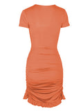 Momnfancy Chic Orange Cutout Lace Up Irregular Falbala Side Slit Bodycon Babyshower Daily Maternity Mini Dress