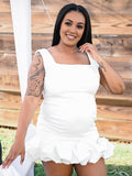 Momnfancy Ivory Ruffle Falbala Tank Elegant Maternity Mini Dress