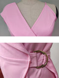 Momnfancy Off Shoulder Irregular Sashes High Waist V-Neck Elegant Sleeveless Wide Leg Long Jumpsuit Plus Size Baby Shower Maternity Jumpsuit