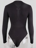 Momnfancy Black Cut Out Crop Long Sleeve Fashion Chic Photoshoot Maternity Bodysuit
