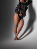 Momnfancy Black Rhinestones Sparkly Transparent Bodycon Mesh Chic Maternity Photoshoot Jumpsuit