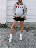 Momnfancy Grey Mama Print Letter Pullover Top Fashion Maternity Sweatshirt