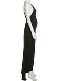 Momnfancy Backless Halter Neck Shirred Ruched Bodycon Wedding Guest Maternity Baby Shower Dress