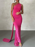 Momnfancy Backless Halter Neck Shirred Ruched Bodycon Wedding Guest Maternity Baby Shower Dress