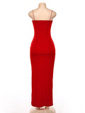Momnfancy Solid Strap Slim Split Baby Shower Summer Halter Evening Gown Maternity Maxi Dress