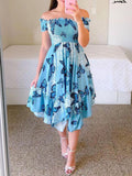 Momnfancy Floral Sunflower Baby Shower Off Shoulder Gender Reveal Butterflies Maternity Dress