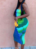 Momnfancy Multicolor Off Shoulder Bandeau Grenadine Baby Shower Bodycon Maternity Midi Dress