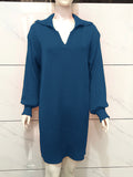 Momnfancy Solid Knitting Lantern Sleeve Baby Shower Oversize Mini Maternity Sweater Dress