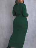 Momnfancy Green Baby Shower Party Autumn Winter Knitted Twist Maternity Maxi Dress