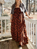 Momnfancy Leopard Off Shoulder Bandeau Baby Shower Maternity Wide Leg Long Jumpsuit