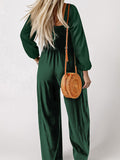 Momnfancy Solid Shirred Ruched Square Neck Baby Shower Maternity Wide Leg Long Jumpsuit