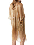 Momnfancy Elegant Golden Tassel Bright Wire Sparkly Flowy Cover-Ups Maternity Photoshoot Midi Dress