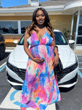 Momnfancy Big Swing Multicolor Tulle Maternity Maxi Dresses