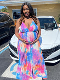 Momnfancy Big Swing Multicolor Tulle Maternity Maxi Dresses