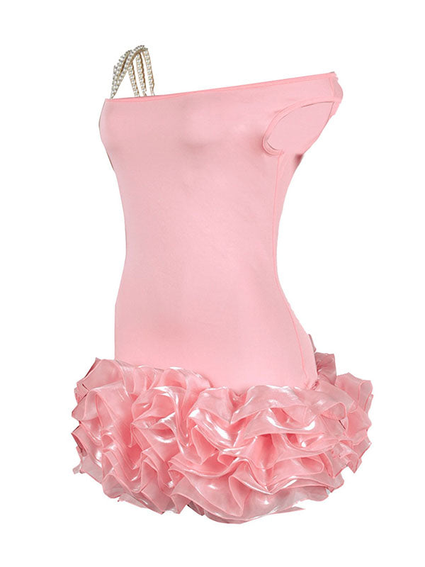 Momnfancy Pink Off Shoulder Peal Tulle Party Bodycon Maternity Mini Dress