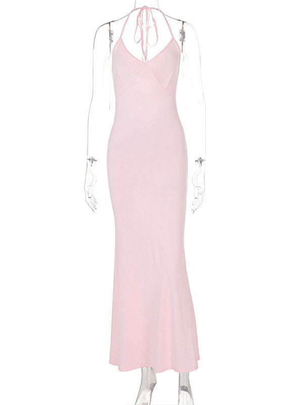 Momnfancy Backless Ruffle Bodycon Party Maternity Maxi Dress