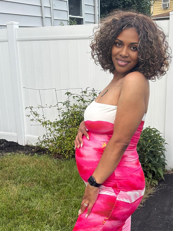 Momnfancy Tube Top Print Maternity Maxi Dresses