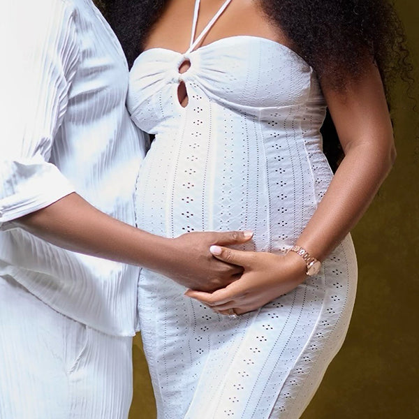 Momnfancy Halter Neck Mermaid Maternity Maxi Dresses