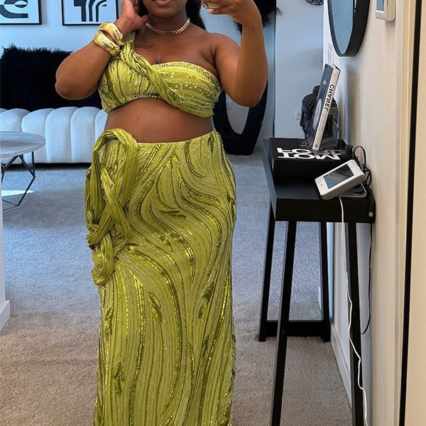 Momnfancy 2-in-1 Oblique Shoulder Maternity Maxi Dresses