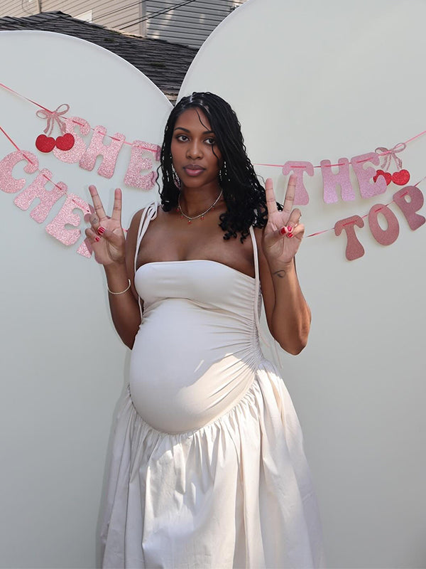 Momnfancy Tube Top Backless Maternity Maxi Dresses