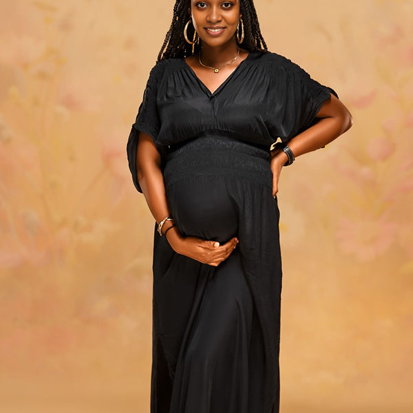 Momnfancy Tightness Dolman Sleeve Maternity Maxi Dresses