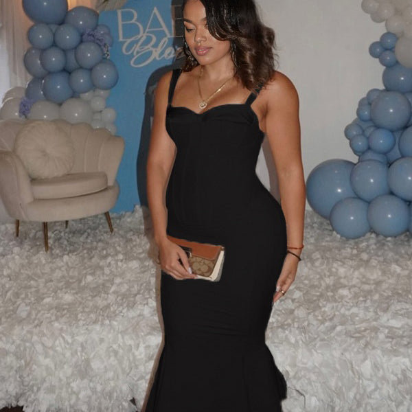 Momnfancy Spaghetti Strap Mermaid Maternity Maxi Dresses